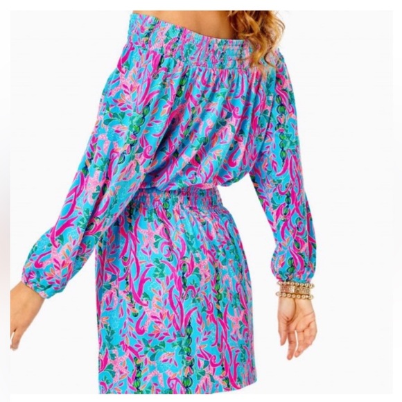 🍂 Lilly Pulitzer Blue and Pink Dress  & romper EUC - Picture 3 of 10